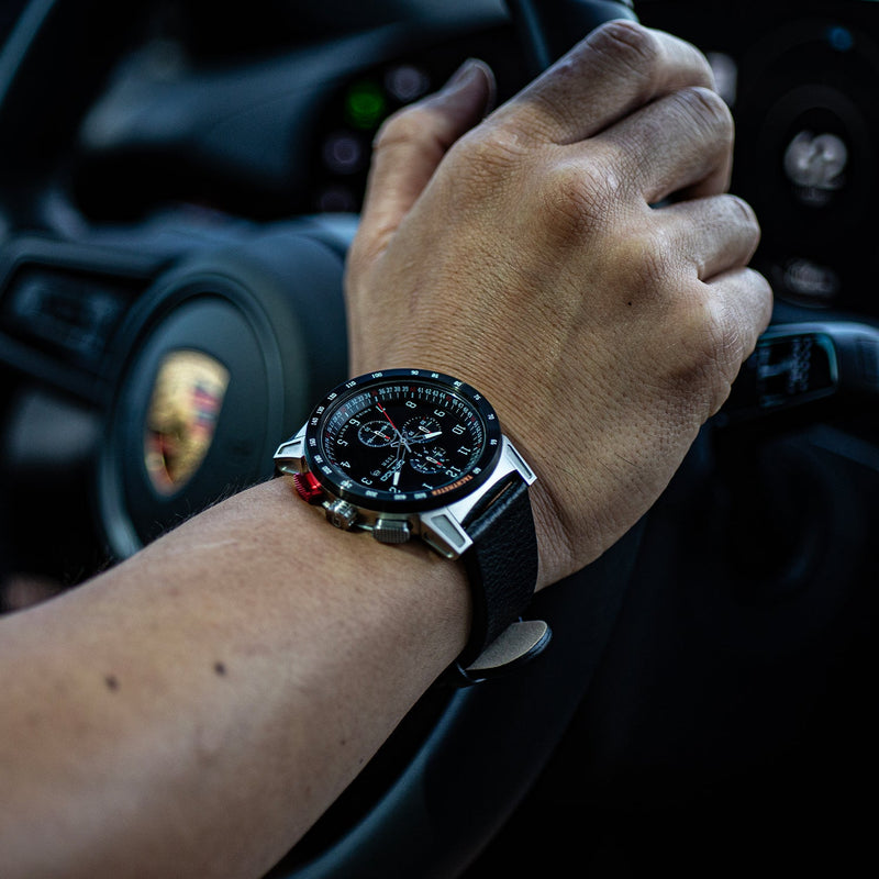 Load image into Gallery viewer, CR-01 - Chrono Watch with Italian Leather Strap - Jet Black