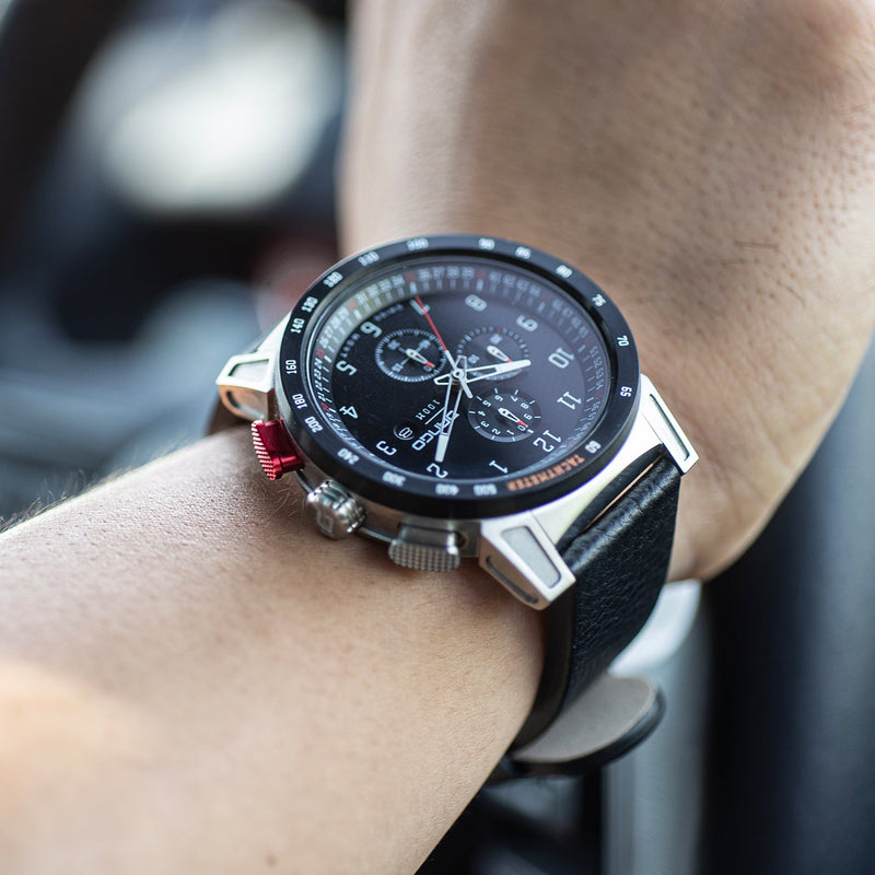 Load image into Gallery viewer, CR-01 - Chrono Watch with Italian Leather Strap - Jet Black