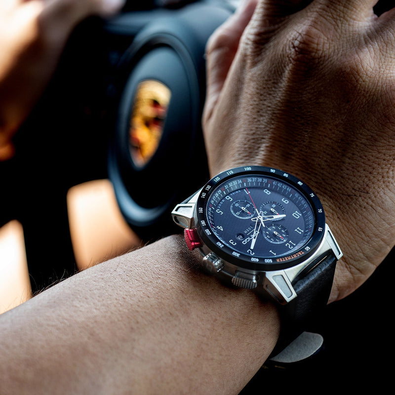 Load image into Gallery viewer, CR-01 - Chrono Watch with Italian Leather Strap - Jet Black