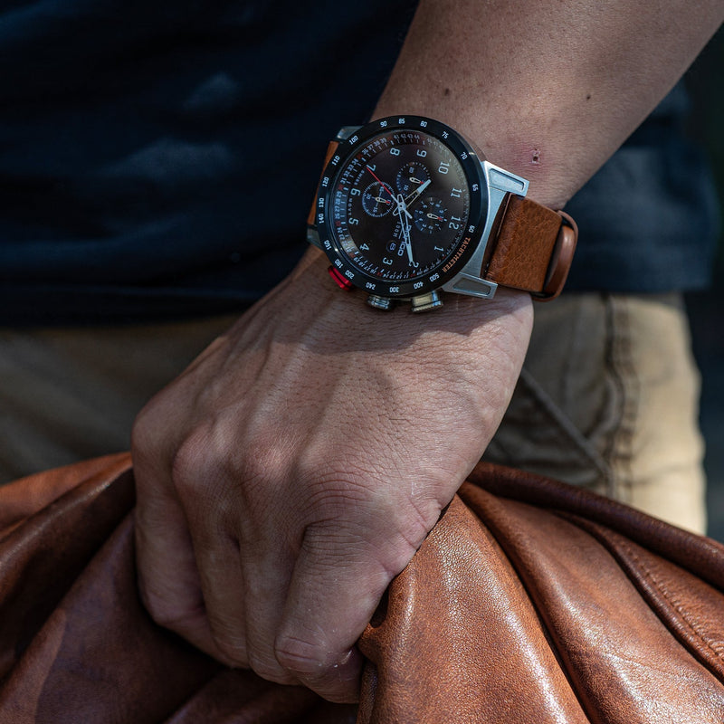 Load image into Gallery viewer, CR-01 - Chrono Watch with Italian Leather Strap - Whiskey Brown