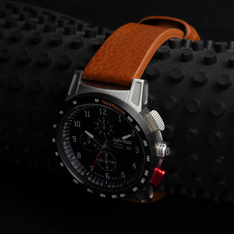 Load image into Gallery viewer, CR-01 - Chrono Watch with Italian Leather Strap - Whiskey Brown