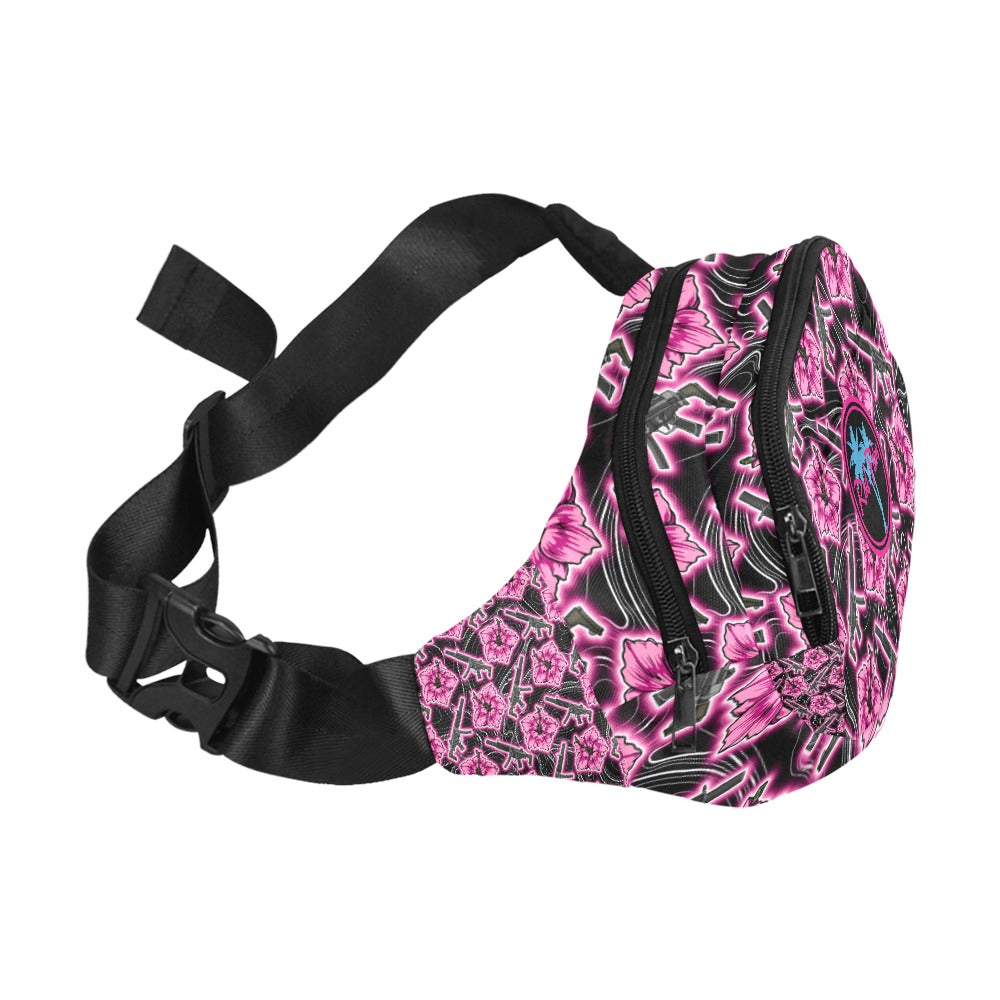 High Capacity Hibiscus Black Neon Fanny Pack