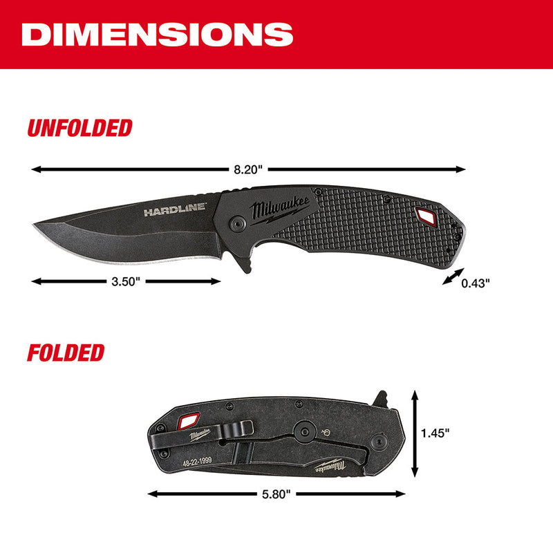 Load image into Gallery viewer, Milwaukee 48-22-1999 3.5 in. HARDLINE™ Smooth Recurve Drop Point Blade Pocket Knife