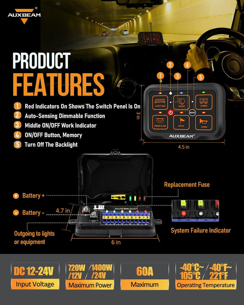 Load image into Gallery viewer, AR Series 6/8 Gang LED Switch Panel,Off Road Light Controller