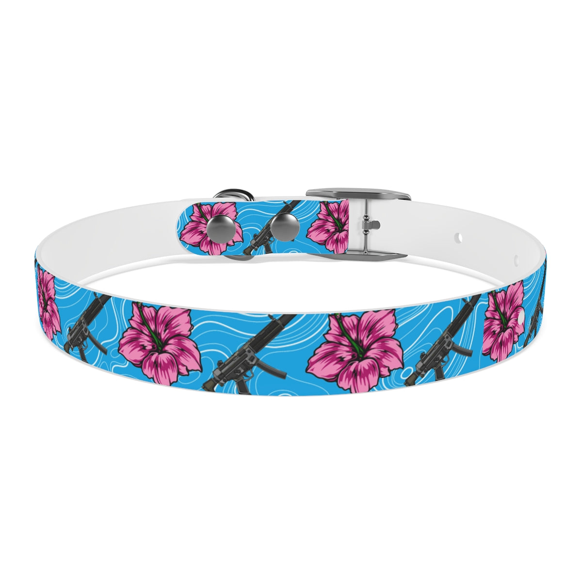 Rad Palm High Capacity Hibiscus Blue Dog Collar