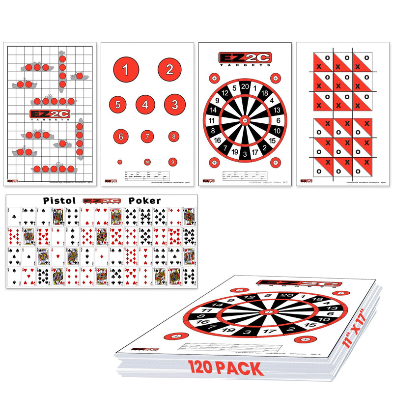 Load image into Gallery viewer, 120 EZ2C Targets: 5 Game Style Paper Targets Bundle Pack Fun Games 11"x17" USA Made