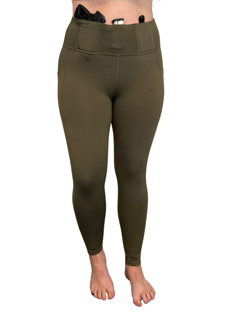 Load image into Gallery viewer, Defender Concealed Carry Leggings | Black & Olive