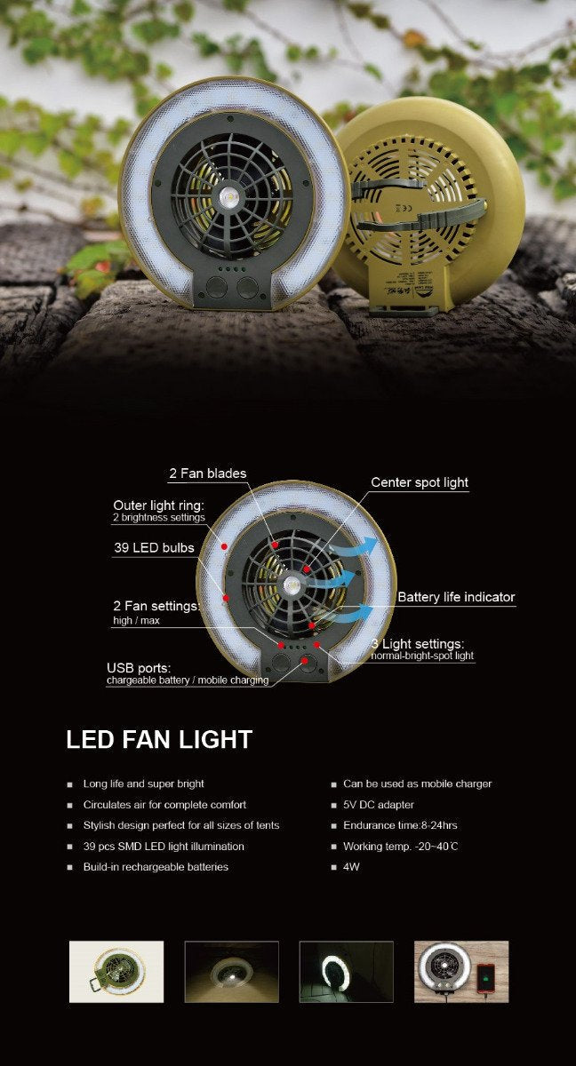 Load image into Gallery viewer, TRU De-LIGHT LiteBreeze LED Multi-Use Multipurpose Disc Fan / Light For Work / Play - Indoor / Outdoor Use
