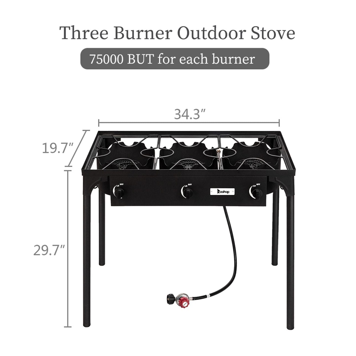 225,000 BTU Outdoor Propane Camp Stove โ 3 Burner Cooker