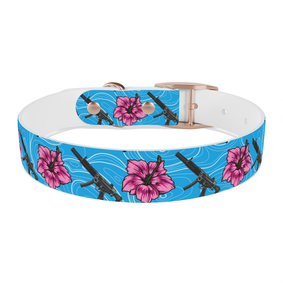 Rad Palm High Capacity Hibiscus Blue Dog Collar