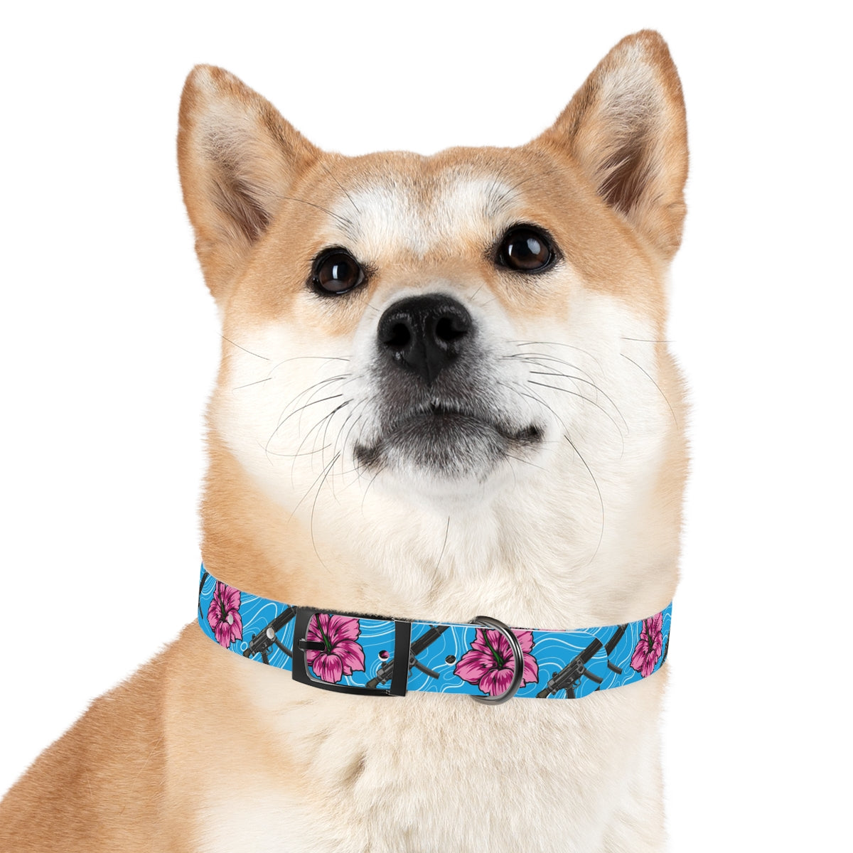 Rad Palm High Capacity Hibiscus Blue Dog Collar