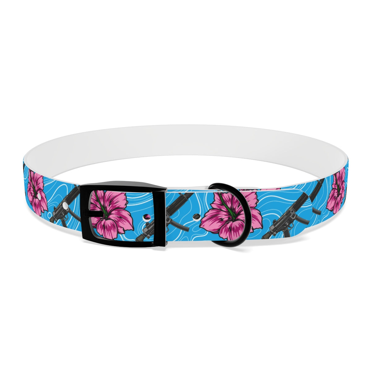 Rad Palm High Capacity Hibiscus Blue Dog Collar
