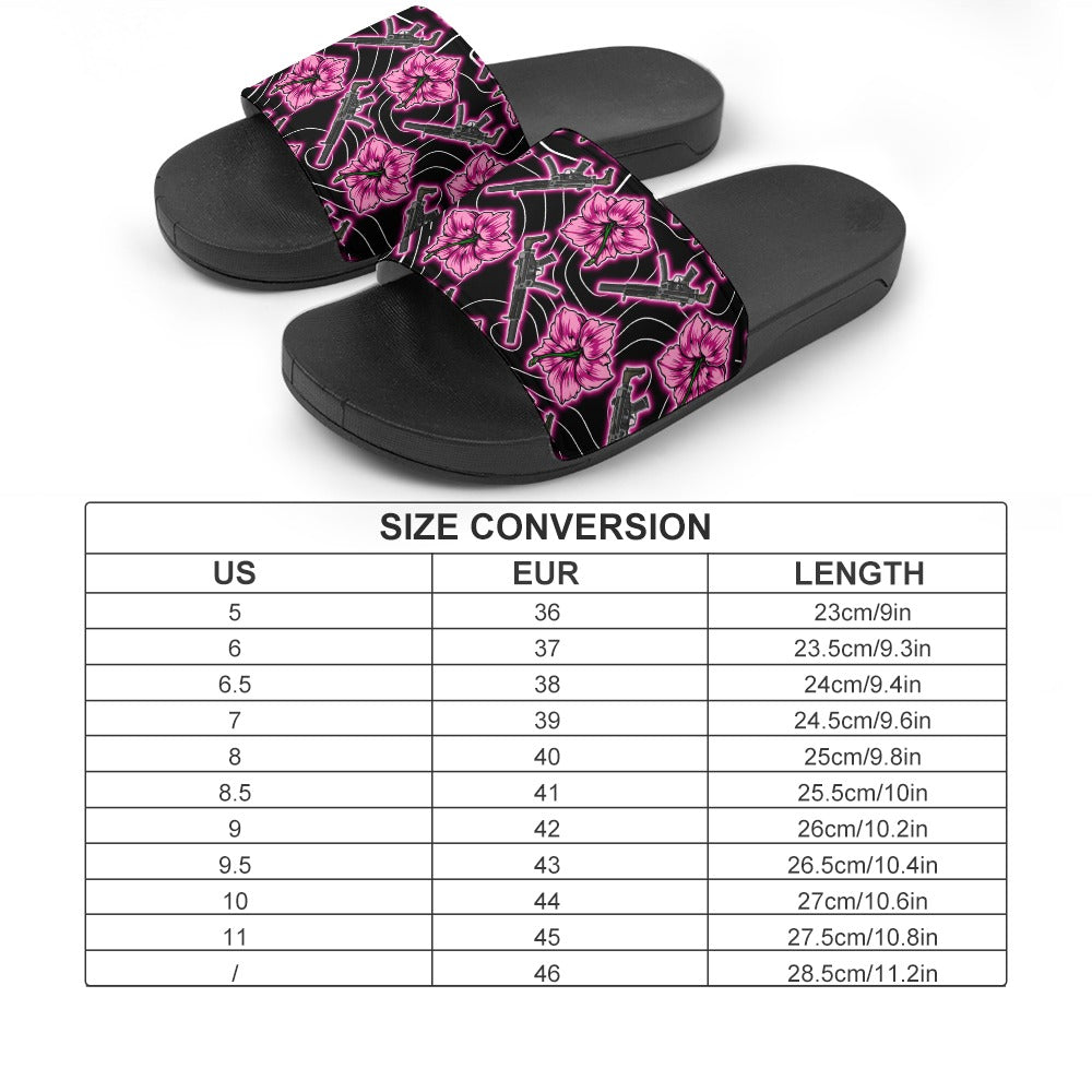 High Capacity Hibiscus Black Neon Slides