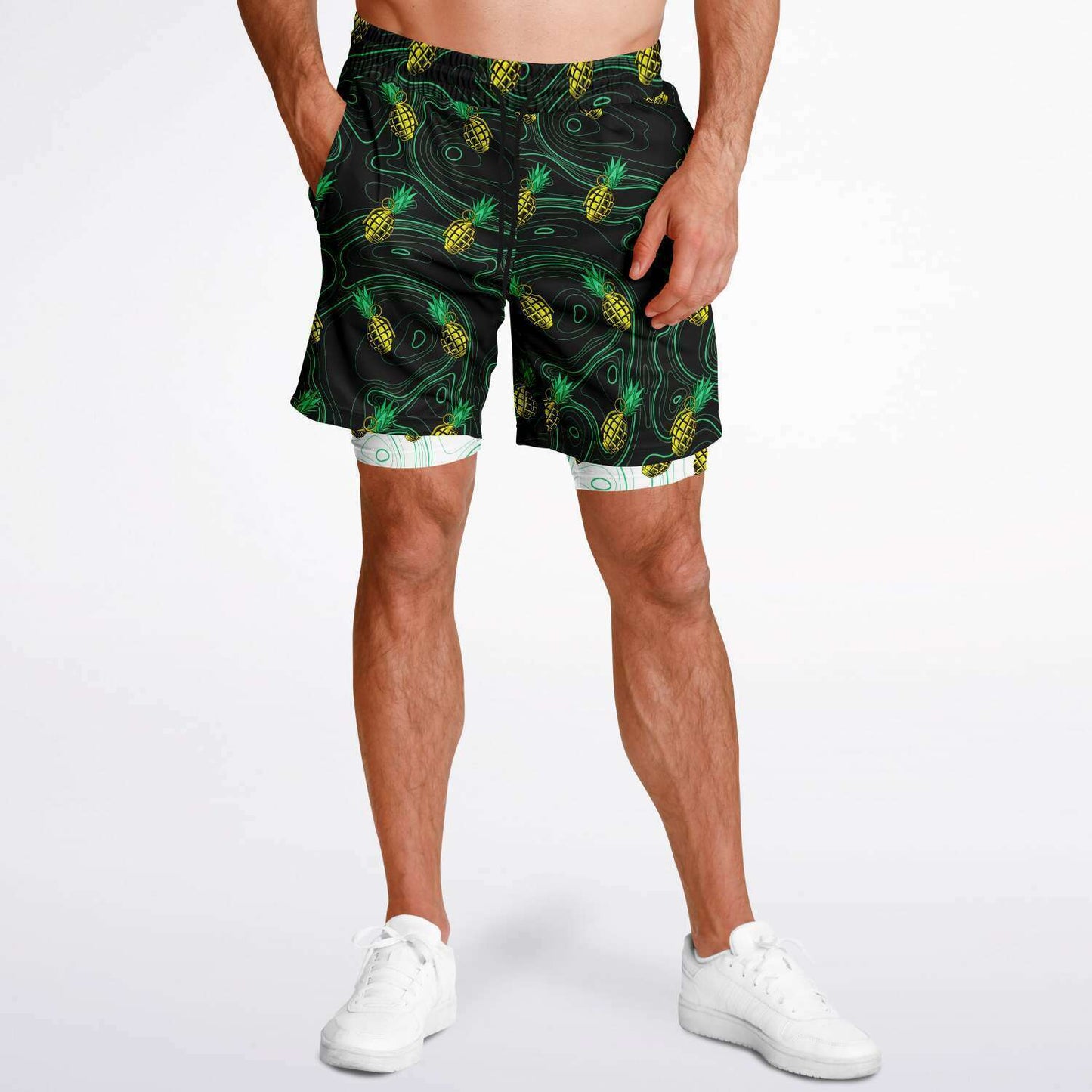 Rad Palm Pineapple Death Men's 2-in-1 Shorts