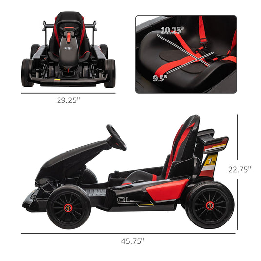 Electric Go Kart for Kids Ages 6-12 with Remote Control and Music Horn