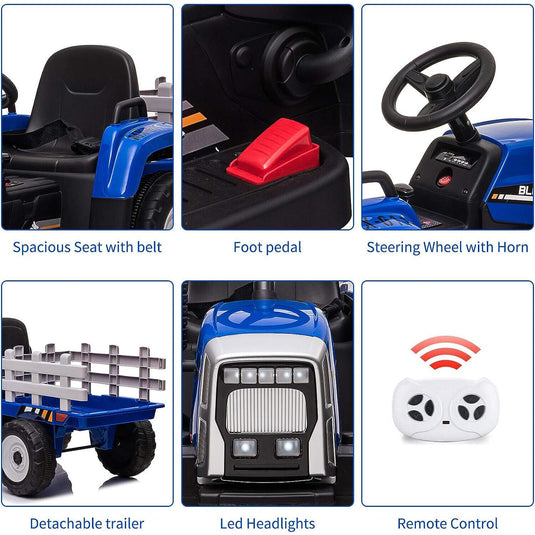 Electric Ride-On Tractor with Remote Control and MP3 Player - Perfect for Kids!