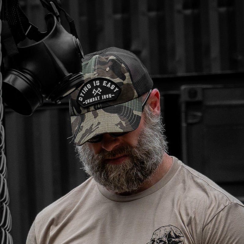 Load image into Gallery viewer, Dying Is Easy Arched Patch Tactical Ripstop Mesh Snapback Hat