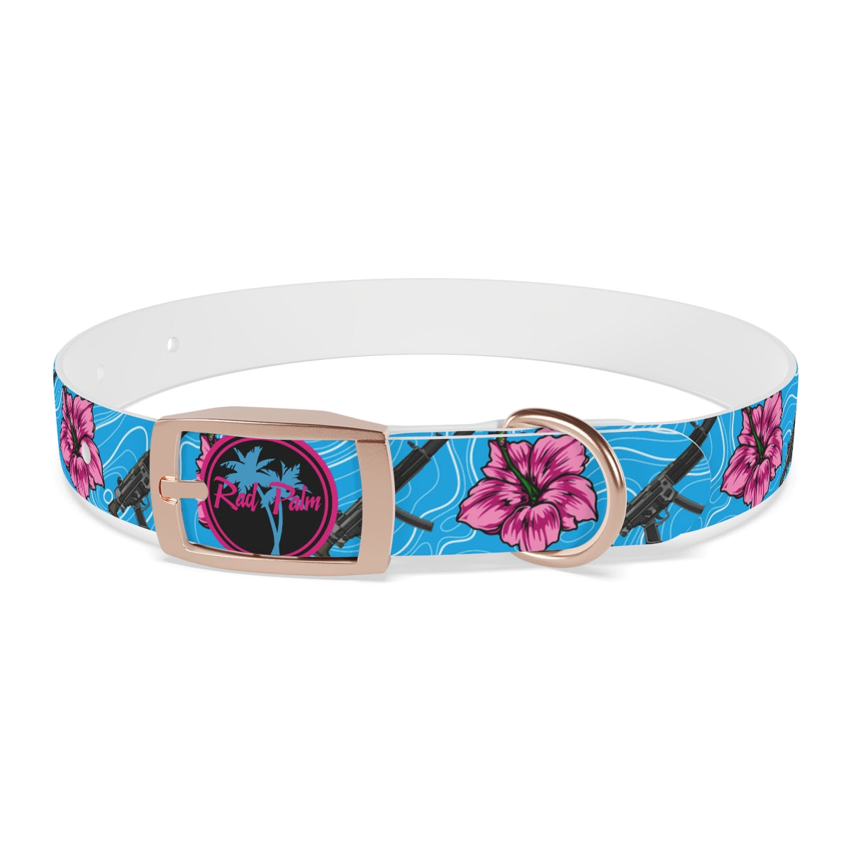 Rad Palm High Capacity Hibiscus Blue Dog Collar