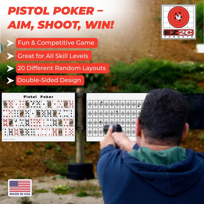 Load image into Gallery viewer, 20 EZ2C Pistol Poker Paper Shooting Targets 12"x18" 20 pack USA MADE