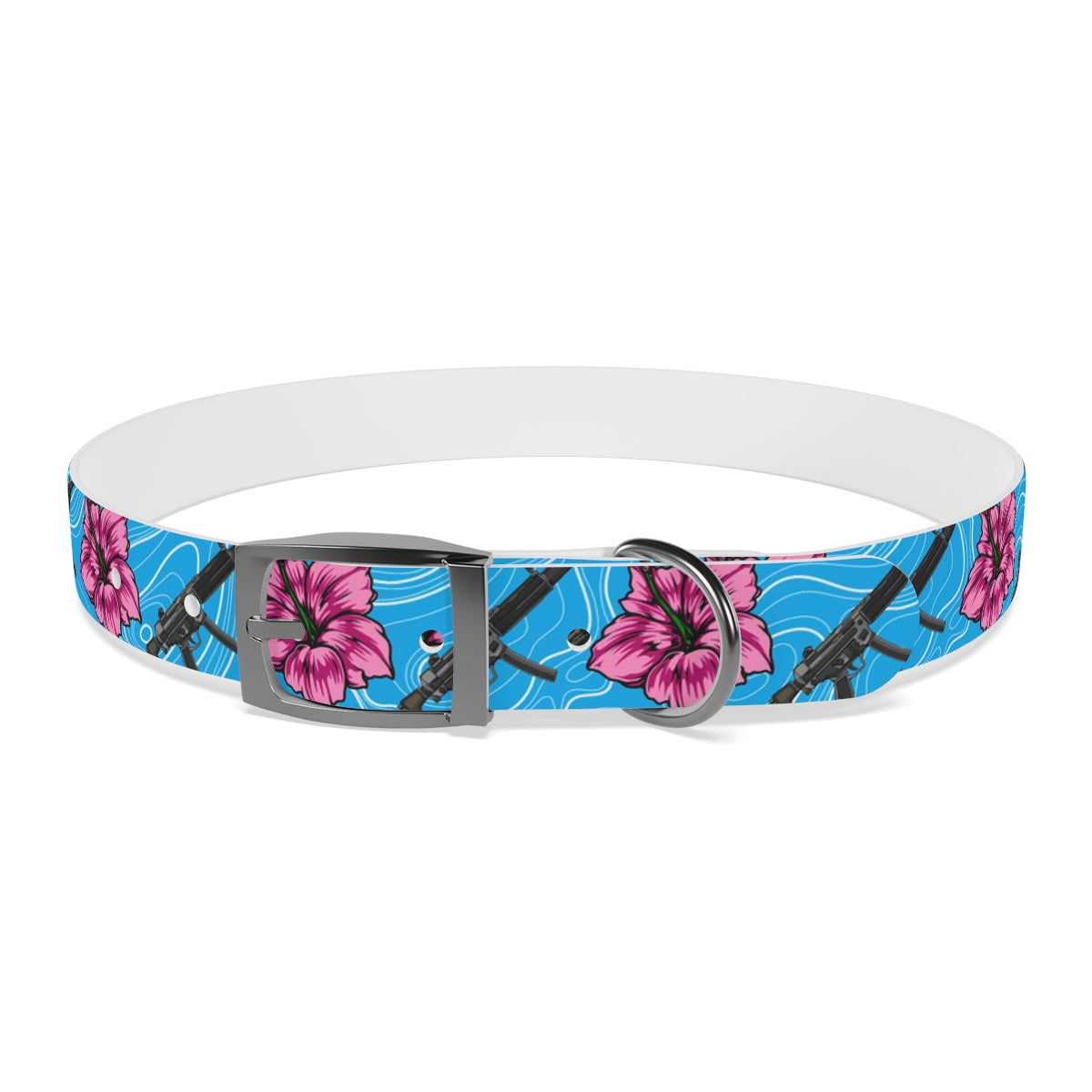 Rad Palm High Capacity Hibiscus Blue Dog Collar