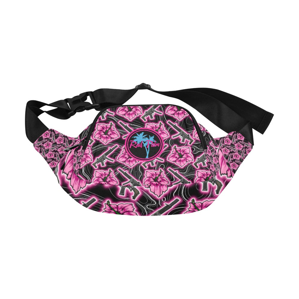 High Capacity Hibiscus Black Neon Fanny Pack