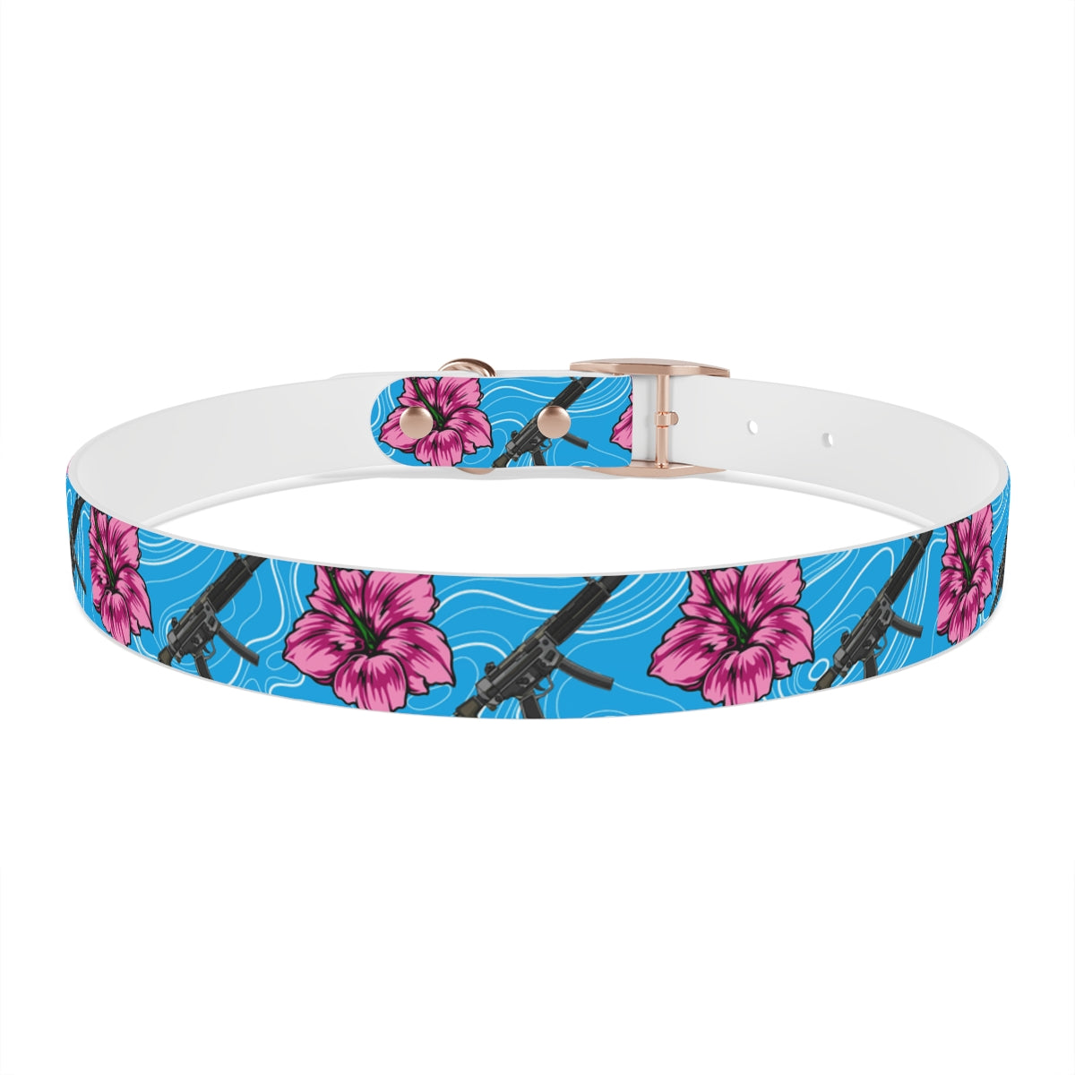 Rad Palm High Capacity Hibiscus Blue Dog Collar