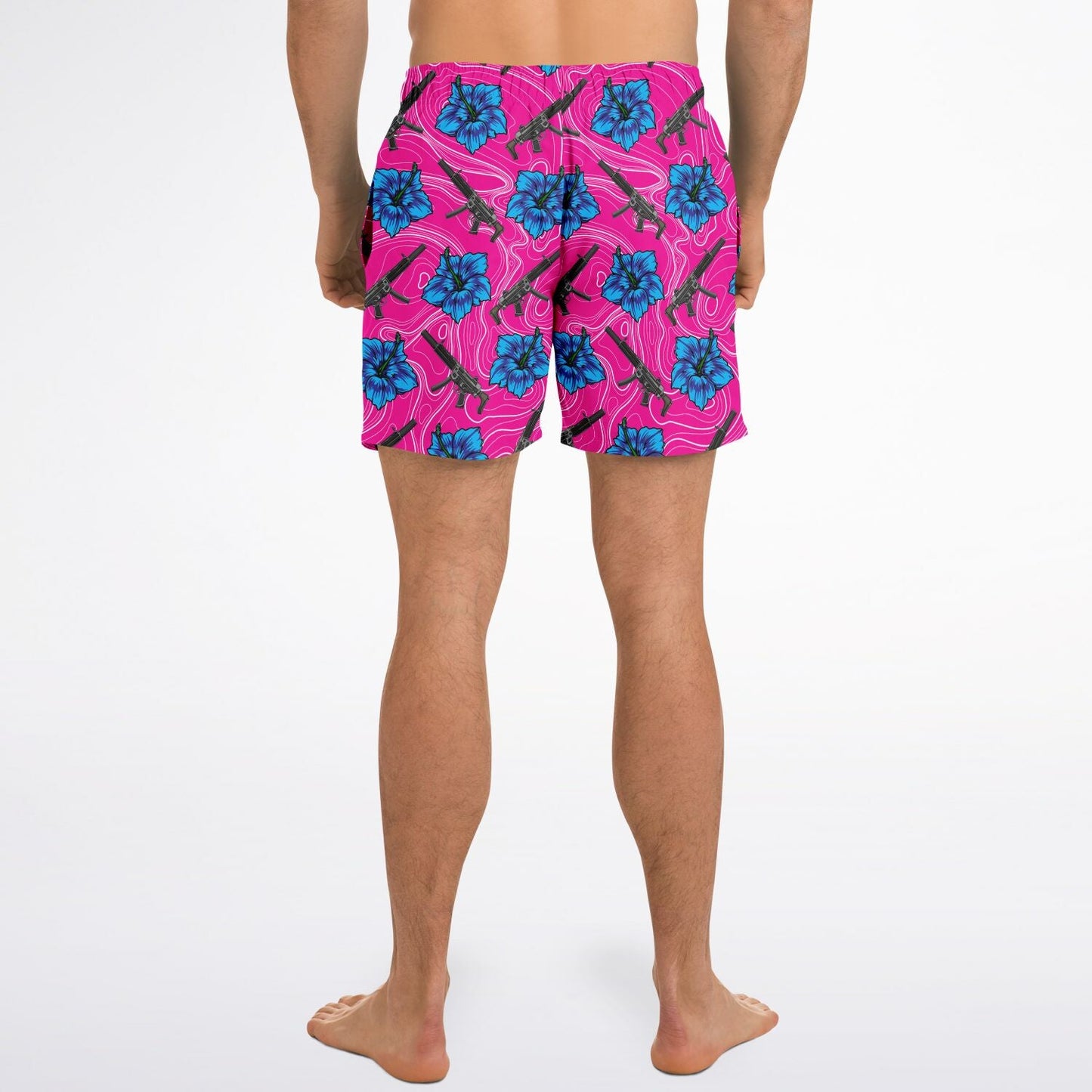 Rad Palm High Capacity Hibiscus Men's Swim Trunks