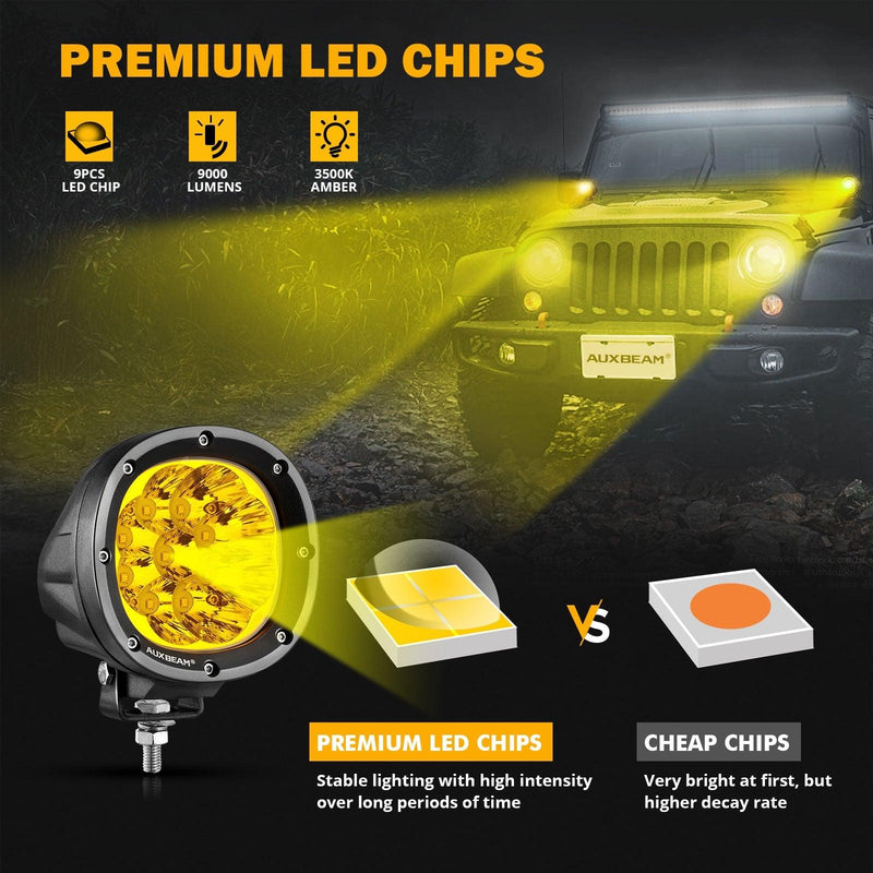 Load image into Gallery viewer, 4 Inch 90W Round Yellow Spot LED Driving Lights with Dual A-Pillar Mounting Bracket For Ford Bronco 2/4 Door 2021 2022