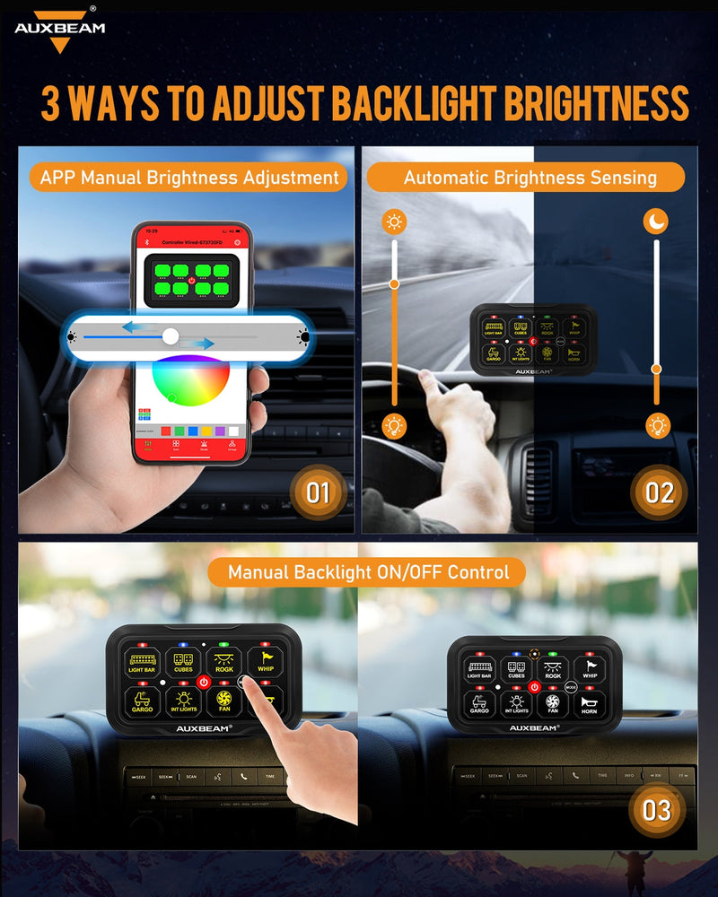 Load image into Gallery viewer, AR-820 RGB Switch Panel with APP, Toggle/ Momentary/ Pulsed Mode Supported (Two-Sided Outlet)