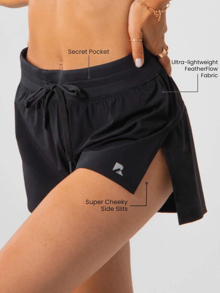 Load image into Gallery viewer, Cheeky Black Flyaway Shorts | Women's Running & Workouts | Runner's Athletics