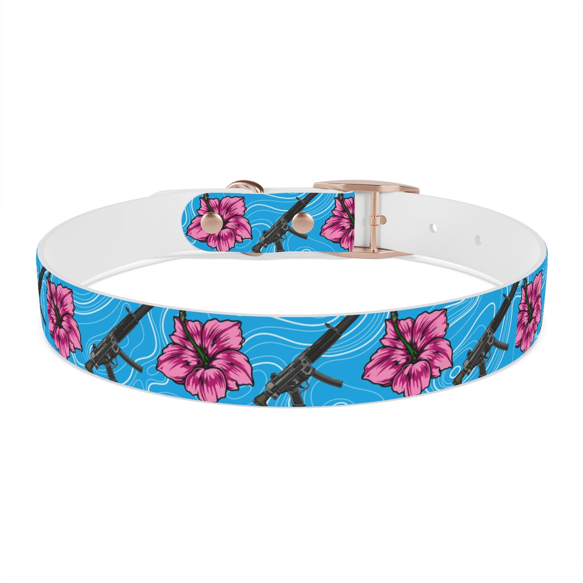 Rad Palm High Capacity Hibiscus Blue Dog Collar