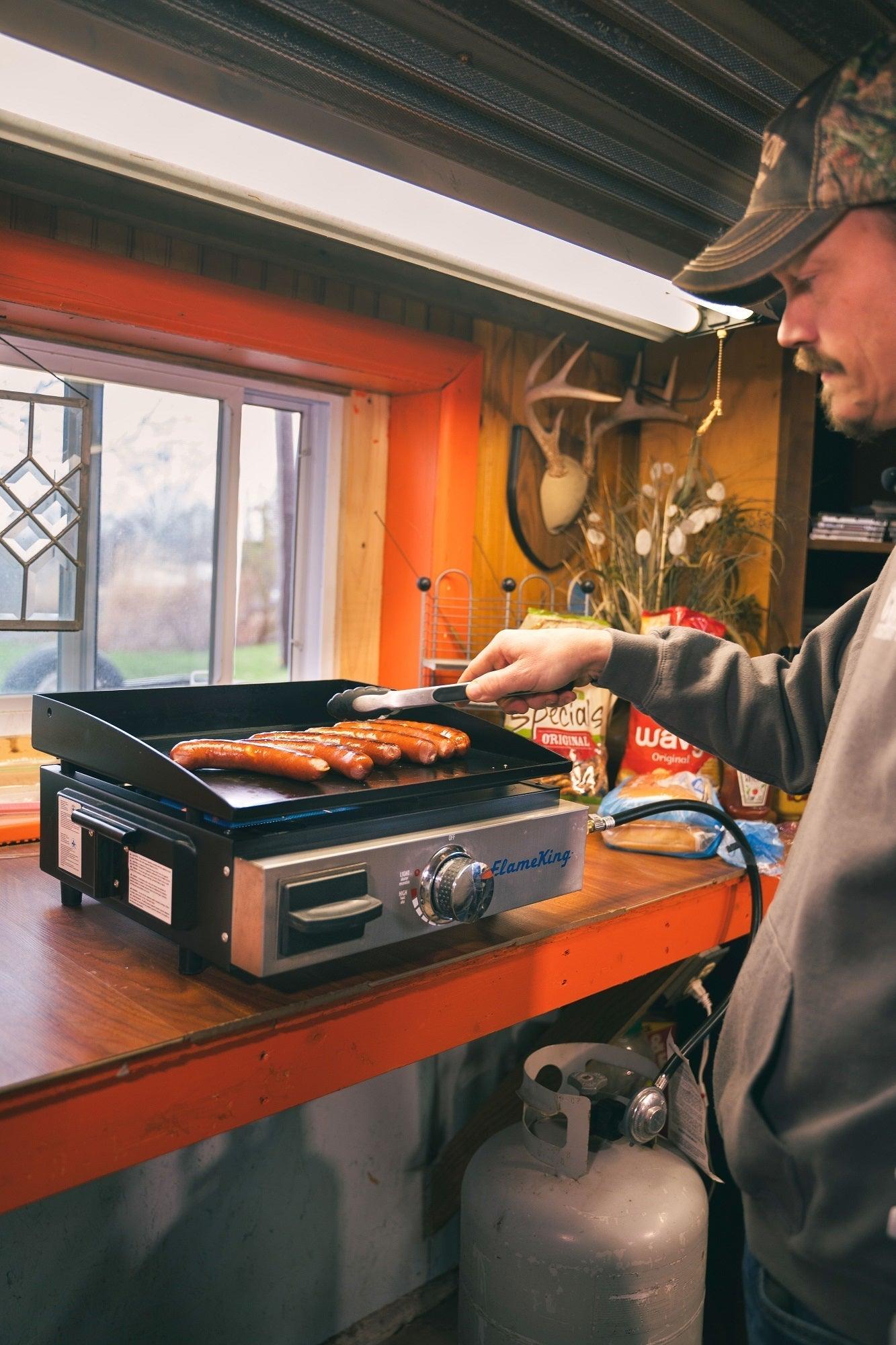 Flame King Flat Top Portable Propane Cast Iron Grill Griddle - Skoutley Outdoors LLC