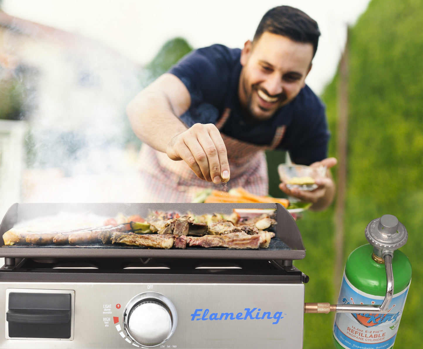 Flame King Flat Top Portable Propane Cast Iron Grill Griddle - Skoutley Outdoors LLC