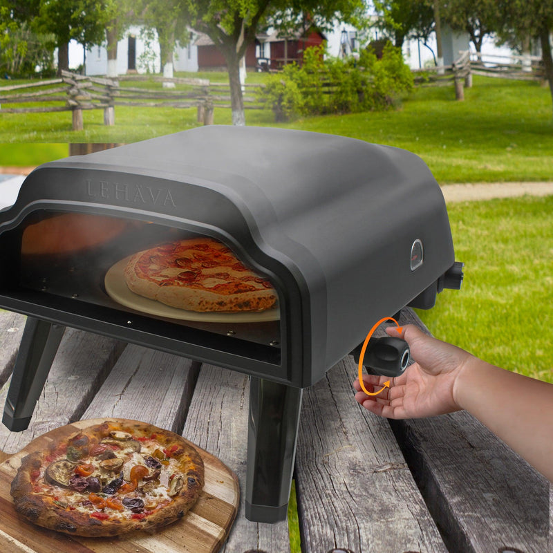Load image into Gallery viewer, Flame King Outdoor Portable 14-inch Propane Pizza Oven Gas 360 Degree Rotating Stone