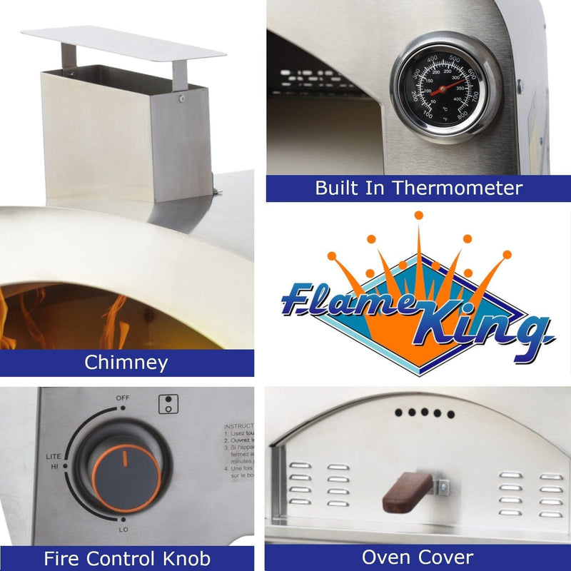 Load image into Gallery viewer, Flame King Outdoor Portable Stainless Steel Propane Pizza Oven Gas With Stone