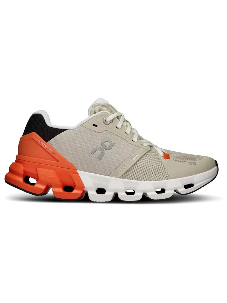 Women's On Cloudflyer 4, Sand/Flame, 7.5 B Medium - Skoutley Outdoors LLC
