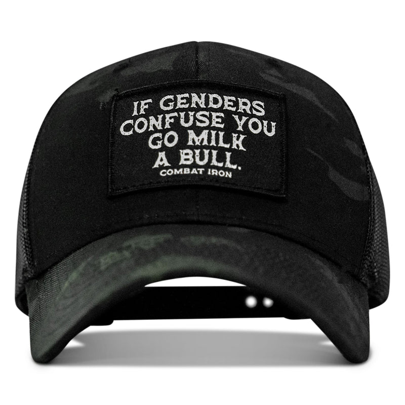 Load image into Gallery viewer, If Genders Confuse You, Go Milk A Bull Patch Snapback Hat