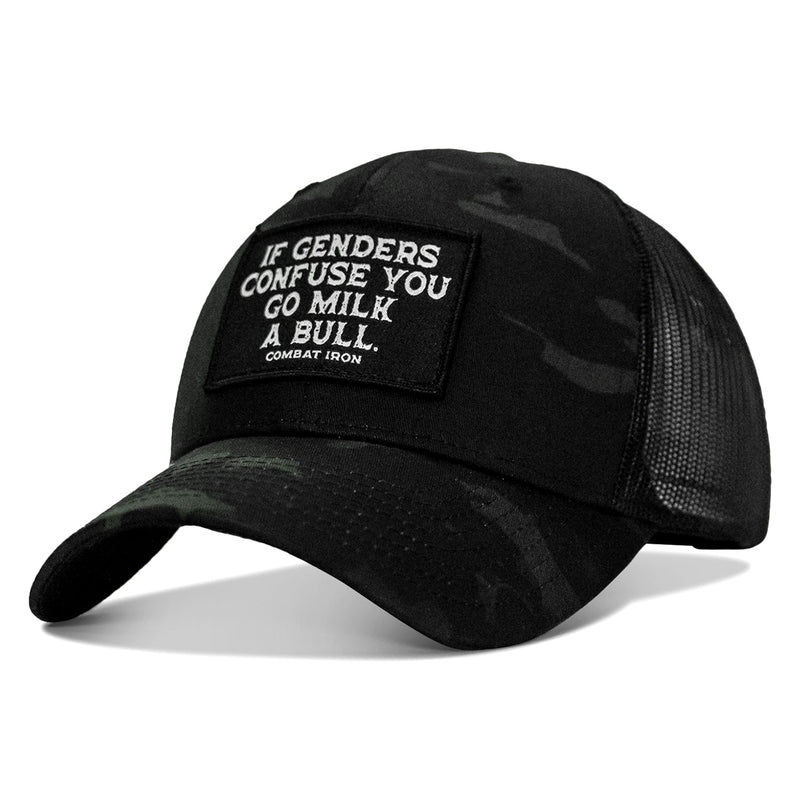 Load image into Gallery viewer, If Genders Confuse You, Go Milk A Bull Patch Snapback Hat