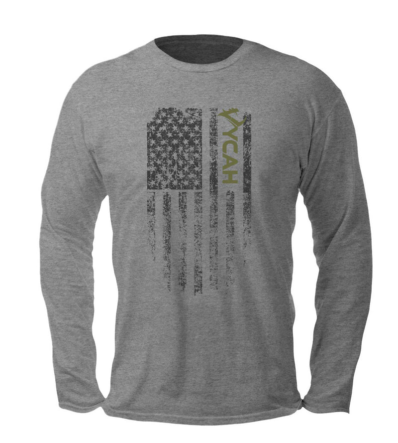 Load image into Gallery viewer, Vycah Vintage Flag Long Sleeve Tee - Gray