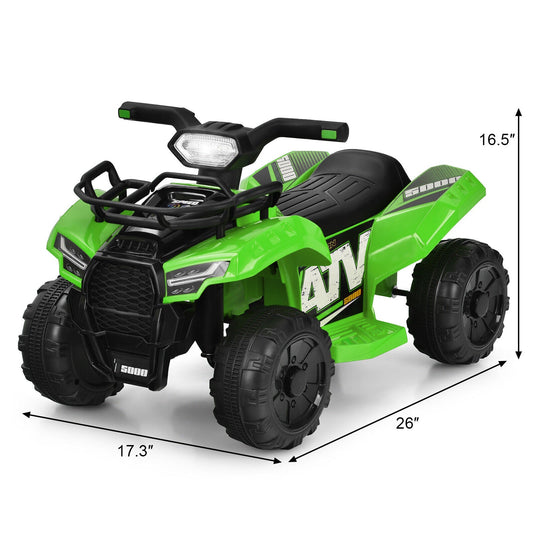 Green 6V Kids ATV Quad Electric Ride On Car with MP3 Player and LED Lights for Toddlers