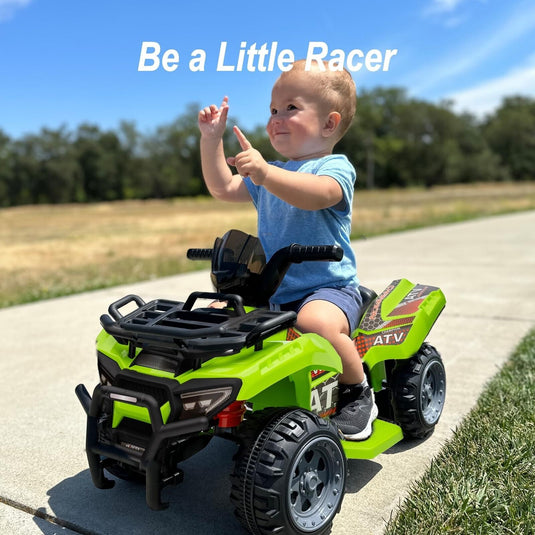 Green Hikiddo Kids ATV 6V Ride On Toy Car with Music for Toddlers
