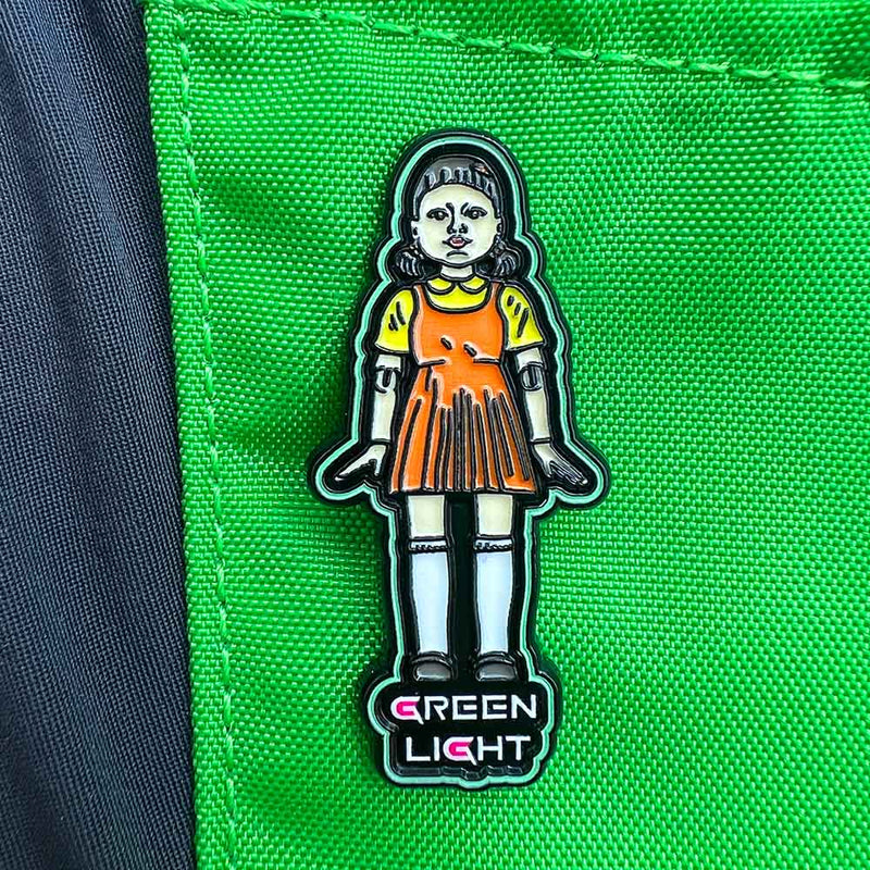 Load image into Gallery viewer, Green Light Girl Pin (Glow Edges) - Metal Butterfly