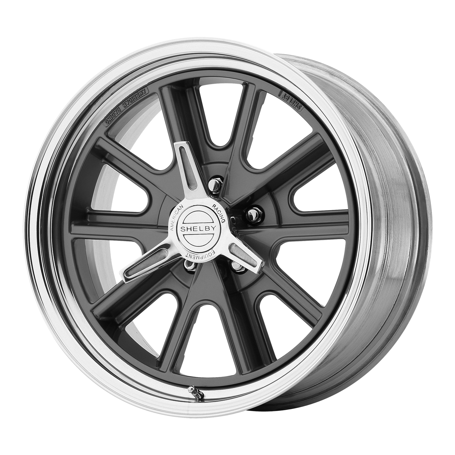 American Racing Vintage Two Piece Mag Gray Center Polished Barrel