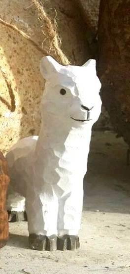 Load image into Gallery viewer, Hand-Carved Wooden Alpaca Ornaments