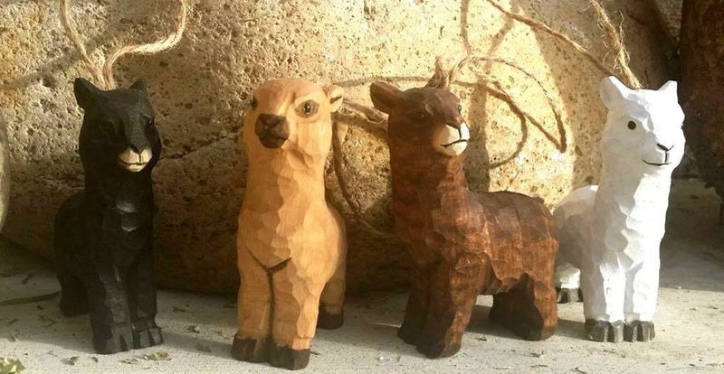 Load image into Gallery viewer, Hand-Carved Wooden Alpaca Ornaments
