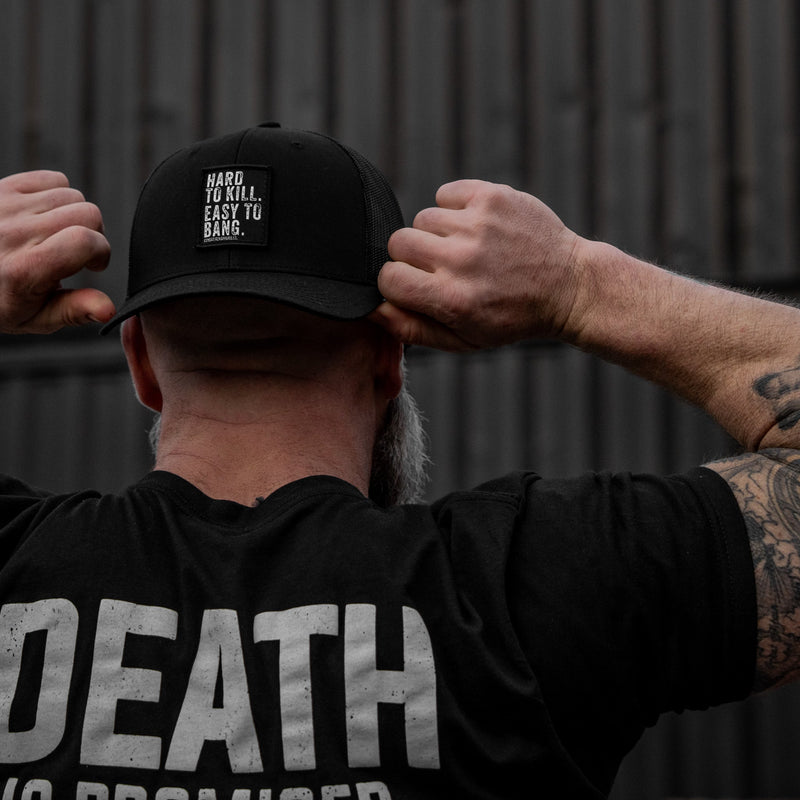 Load image into Gallery viewer, Hard to Kill. Easy to Bang. Patch Snapback Hat