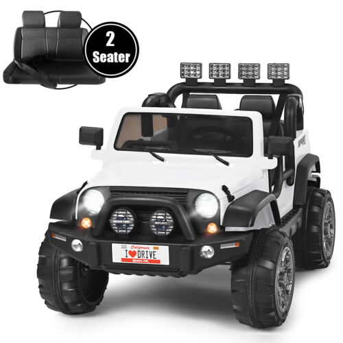 HoneyJoy 12V 2-Seater RC Electric Truck for Kids with Storage - White