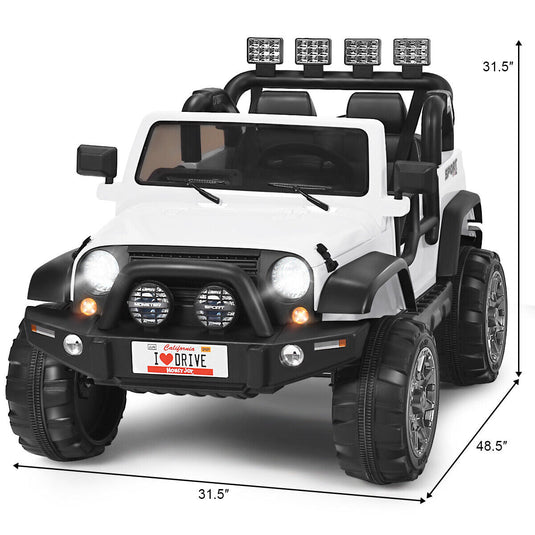 HoneyJoy 12V 2-Seater RC Electric Truck for Kids with Storage - White