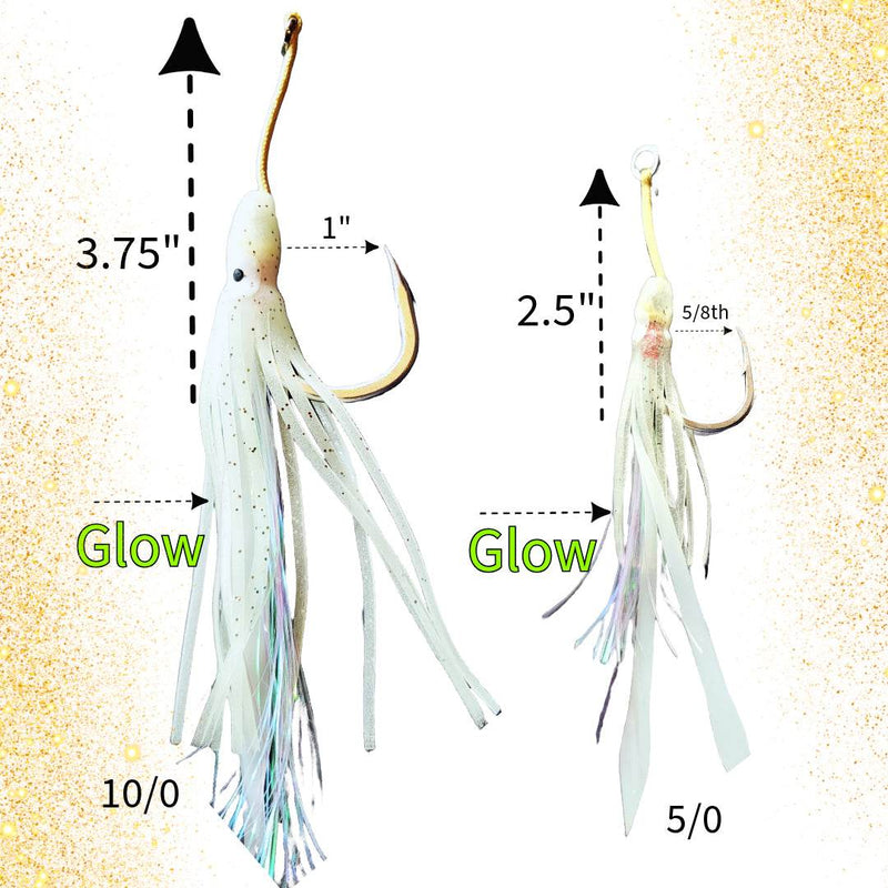 Load image into Gallery viewer, Squid Assist Hooks – Glow-in-the-Dark – 5/0 & 10/0