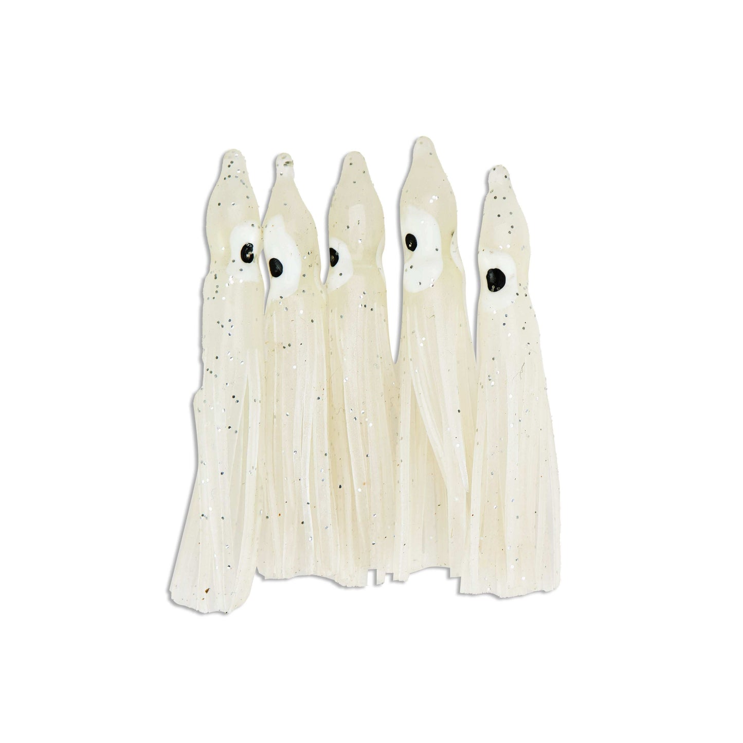 "Ice Glow Sparkle" Hoochie Squid Skirts (5x PACK) 3.5" - Skoutley Outdoors LLC